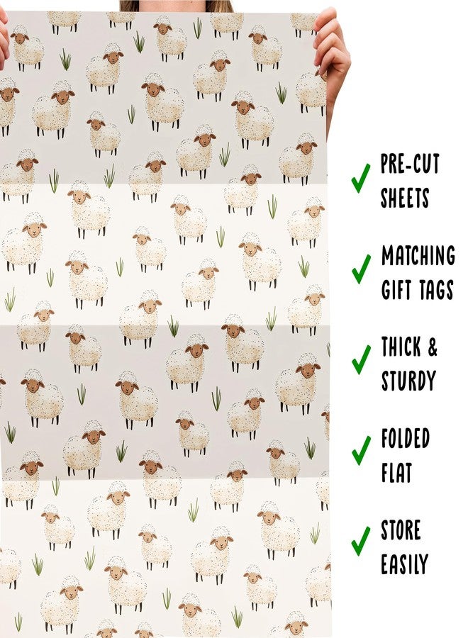 CENTRAL 23 Farm Animal Wrapping Paper - Sheep - 6 Sheets Of Gift Wrap For Kids Baby Boy Girl - Wrapping Paper For Birthday Baby Shower Baptism - Comes With Stickers - Image 5